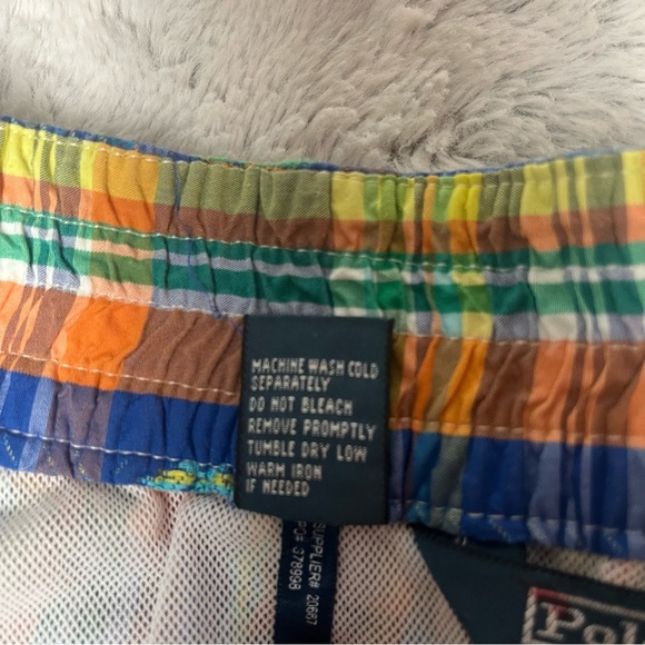 Polo Ralph Lauren Swim Trunks Mesh-Lined Southwest Aztec Blue Orange Plaid Men M - Picture 5 of 12
